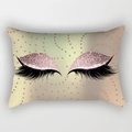 Rectangular eyelash throw pillow case with pink sequins and wavy dot patterns - 30x50 / Pink Glitter Ripple Style (DRD130-44)