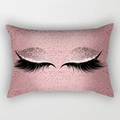 Rectangular rose pink lumbar pillowcase with golden glitter eyelash pattern - 30x50 / Rose Pink Glitter Eyelashes Style (DRD130-46)