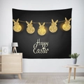 Oster-Wandteppich mit goldenem Hasendesign und Happy Easter Text auf Schwarz - 95x73 / Schwarz Gold Flagge Hasen-Stil (GT02-11)