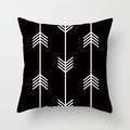 Minimalist square pillowcase with white geometric arrow pattern on black fabric - Black Base Vertical White Arrows (DRD252-23)