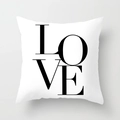 Modern white square pillow case featuring bold black LOVE typographic design for sofa decor - LOVE Art Text (DRD334-2) / 18x18 Inch