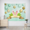 Oster-Wandteppich mit weißen Hasenohren und minzgrünem Hintergrund Dekor - 95x73 / Minzgrün Hasenohren Ei Stil (GT02-27)