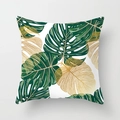 Federa per cuscino nordica con foglie di monstera verdi e dettagli lineari oro - 45x45 cm / Monstera Tropicale Linee Dorate (DRD225-1)