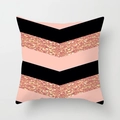 Fodera per cuscino quadrata motivo chevron marmo rosa con dettagli neri e oro - Stile Chevron Rosa Nero Oro (CRD07-1)
