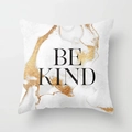 Federa in velluto marmo rosa con trama in foglia oro e scritta BE KIND - Stile Marmo BE KIND (CRD07-2)