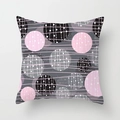 Fodera per cuscino in velluto marmorizzato rosa e grigio con motivi geometrici astratti - Stile Pois Geometrici Rosa Grigio Nero (CRD07-3)