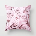 Square pillowcase featuring soft pink rose floral prints for romantic home decor style - Romantic Pink Rose Style (DRD192-13) / 18x18 Inch