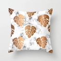 Federa in velluto corto con motivo marmo rosa e foglia di monstera color bronzo - Stile Foglia di Monstera Metallica (CRD07-4)