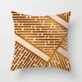 Pink velvet pillowcase with modern bronze gold geometric lines for sofa decor - Pink Bronze Geometric Splicing Style (CRD07-5)