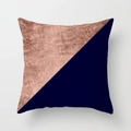 Pink marble and navy blue diagonal patchwork velvet pillowcase for sofa decor - Rose Gold Navy Diagonal Color Block Style (CRD07-6)