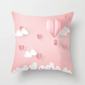 Federa rosa per San Valentino con mongolfiera a forma di cuore 3D e design romantico - Mongolfiera a Forma di Cuore Rosa (DRD203-3) / 45x45 cm