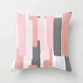 Détail de rayures géométriques rose et corail sur une housse de coussin de canapé - Rayures Rose Dessinées Main (DRD347-6) / 45x45cm