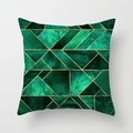 Nordic emerald and gold geometric art deco cushion cover with marble patterns - 18x18 Inch / Modern Geometric Art (DRD225-5)