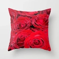Square cushion cover with vibrant red rose floral print for home sofa decor - Bright Red Rose Style (DRD192-21) / 18x18 Inch