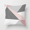 Pink marble velvet pillowcase featuring geometric gray patterns and distressed textures - Vintage Gray Pink Geometric Splicing Style (CRD07-9)