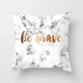 Pink marble velvet pillowcase with gold Be Brave lettering for modern sofa decor - be brave Marble Style (CRD07-10)
