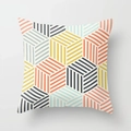 Dettaglio della fodera per cuscino rosa con motivi geometrici a cubi effetto 3D - Quadrato (Senza Anima) / Stile Cubo Geometrico (DRD343-6)