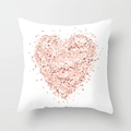 Pink marble style square pillowcase featuring a rose gold heart made of fine dots - Pink Glitter Heart Style (CRD07-13)
