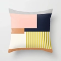 Dettaglio della trama del tessuto e del motivo geometrico rosa moderno della federa del cuscino - Quadrato (Senza Anima) / Stile a Blocchi di Colore Grandi Geometrico Moderno (DRD343-16)
