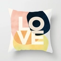 Dettaglio del motivo LOVE geometrico rosa astratto sulla fodera del cuscino - Quadrato (Senza Anima) / Stile Motivo Astratto Lettere LOVE (DRD343-15)