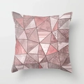 Pink marble geometric short velvet cushion cover with gold foil lines and glitter pattern - Multicolor Geometric Texture Splicing Style (CRD07-14)