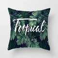 Tropical DREAM square cushion cover featuring dark green palm leaves on a navy background - 18x18 Inch / Dark Blue Tropical DREAM (DRD225-13)