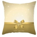 Detail of Christmas pillowcase with golden ribbon bow and Merry Christmas text - Drd200-18 / 18x18 Inch