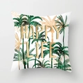 Nordic peach skin pillowcase with tropical green palm leaves and Happy Life golden text - 18x18 Inch / Gold Dots HAPPY LIFE (DRD225-16)
