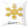 Detail of white peach skin pillowcase with golden snowflake and Merry Christmas text - Sequin Texture Snowflake (DRD200-6)