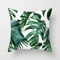 Nordic tropical leaves cushion cover with watercolor monstera palm design on peach skin - 18x18 Inch / White Watercolor Hand-painted Plants (DRD225-19)