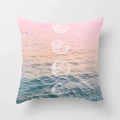 Detailweergave van zonsondergang oceaan verloop en maanfasen print op een kussensloop - Zonsondergang Zee Maan (DRD360-4) / 45x45