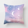 Detail of pink and purple sky cloud peach skin pillowcase with mystical eye and crescent moon - Boho Astrology (DRD360-8) / 45x45