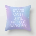 Detail of quote print Stars Can't Shine Without Darkness on sky blue cushion cover - Shine Quote Starry Sky (DRD360-7) / 45x45