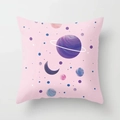 Detail of pink peach skin pillowcase featuring dreamy hand-painted space planet patterns - Space Universe Planets (DRD360-5) / 45x45