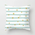 Square light blue striped pillowcase with golden glitter star pattern for sofa decor - Blue Star Stripe Style (DRD126-6)