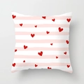 Pink striped square pillow cover with red glitter heart pattern for sofa decoration - Pink Heart Stripe Style (DRD126-10)