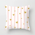 Pink and white striped square cushion cover with gold glitter hearts for home sofa decor - Pink Vertical Stripe Heart Style (DRD126-11)