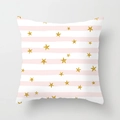 Pink and white striped square cushion cover with gold glitter star patterns - Pink Star Stripe Style (DRD126-12)