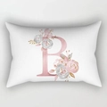 Lange lendenkussenhoes perzikhuid met elegant bloemrijk roze letter B ontwerp - Bloemen Letter B Stijl (DRD221-B)