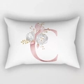 Lang kussensloop van perzikhuid met roze bloemen aquarel letter C voor bankdecoratie - Bloemen Letter C Stijl (DRD221-C)