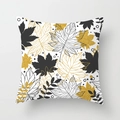 Square autumn maple leaf pillowcase featuring gold glitter and black graphic patterns - White Gold Black Line Maple Leaf (DRD205-13)