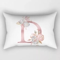 Lange kussensloop van perzikhuid met bloemige roze letter D voor lumbale ondersteuning - Bloemen Letter D Stijl (DRD221-D)