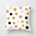 Square white pillowcase featuring black, pink, and sparkling gold glitter polka dots - Colorful Dots White Base Style (DRD126-14)