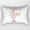 Elegant peach skin rectangle pillowcase with pink floral alphabet letter F design - Floral Letter F Style (DRD221-F)