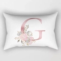 Rectangular peach skin pillowcase featuring rose gold letter G and floral patterns - Floral Letter G Style (DRD221-G)