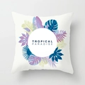 Fodera per cuscino nordica con piante tropicali e stampa di lettere blu - Stampa Tropical Paradise (DRD123-1)