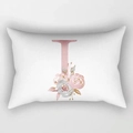 Letter I peach skin lumbar pillowcase with elegant watercolor pink floral patterns - Floral Letter I Style (DRD221-I)