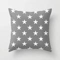 Detail showing high-quality peach skin fabric and white star pattern on gray pillowcase - Grey Five-pointed Star (DRS363-7)