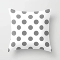 Detail of square peach skin pillowcase featuring a modern grey polka dot pattern - Grey Large Polka Dots (DRS363-10)
