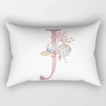 Peach skin long pillowcase with floral letter J print for sofa and lumbar support - Floral Letter J Style (DRD221-J)